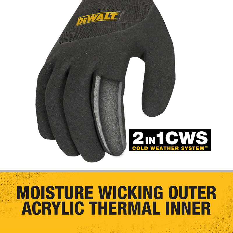 Dewalt Thermal Insulated DPG737L Grip Glove 2 In 1 Design, Large, Black/Yellow