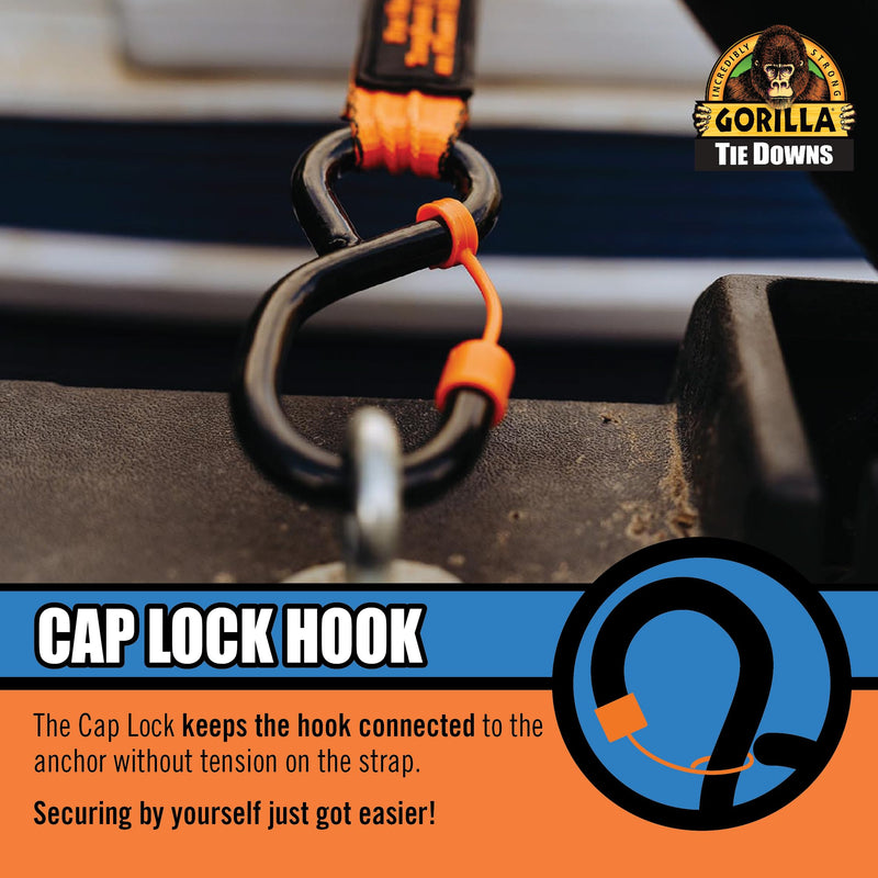 Gorilla 1" X 12' Ratchet Strap with Cap Locks and Gorilla-Grip Handle - Orange Webbing 92004E