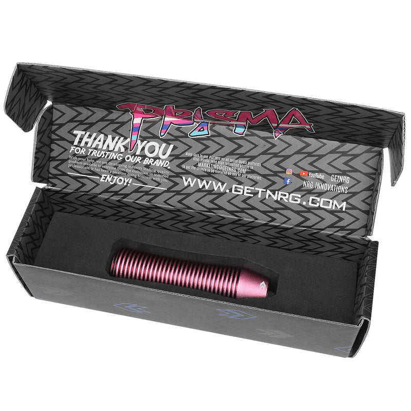 NRG Innovations Universal Aluminum SK-700PK Shift Knob with Thread Adapters, Heatsink Style Short Curvy Cylinder Lever,Pink