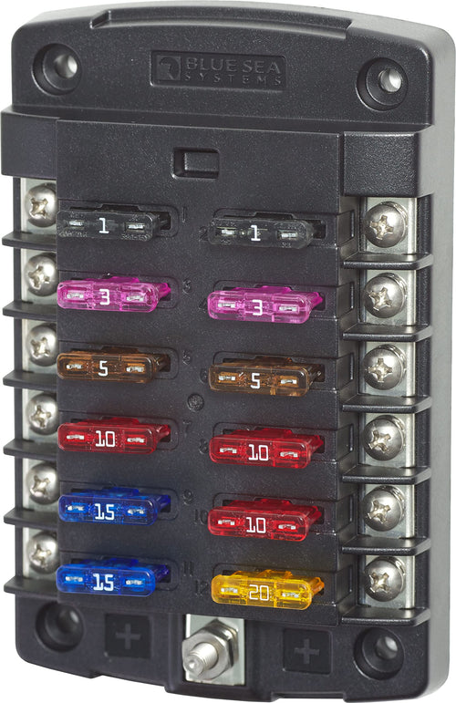 5034 Blue Sea Systems ST Blade Fuse Block 12 Circuit, 100 Amps