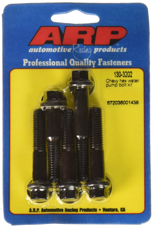 ARP Water Pump Bolt Kit 1303202, Hex Style, Chrome Moly Steel With Black Oxide Finish, For Select Chevrolet V8 Applications