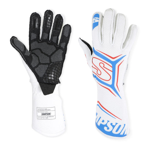 MGMW Simpson Racing Magnata Gloves White/Blue Medium - Pair