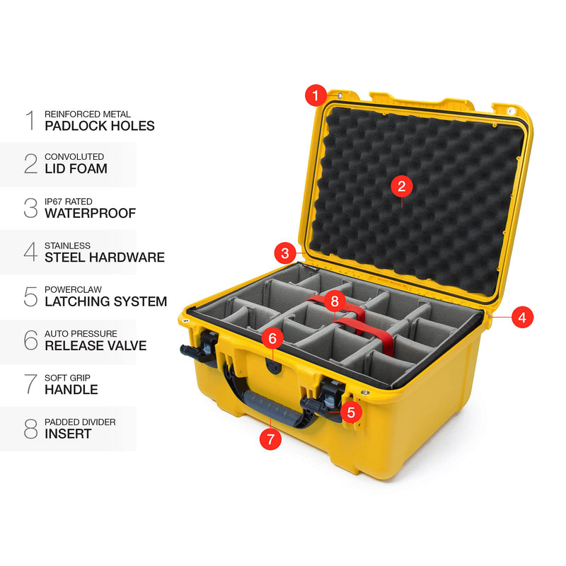 Waterproof Nanuk 933 Hard Case with Padded Dividers - Yellow
