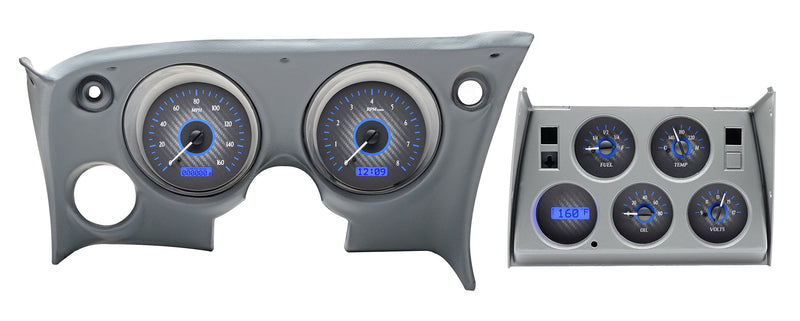 Dakota Digital VHX-68C-VET-C-B Analog Dash Gauge System Compatible with 1968-77 Chevy Corvette Carbon Fiber Blue Backlighting
