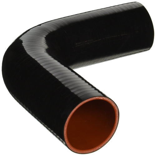 HPS Silicone High Temperature 90 degree HTSEC90-238-BLK 4-ply Reinforced Coupler Hose, 55 PSI Maximum Pressure, 3.5" Leg Length on each side, 2-3/8" ID, Black