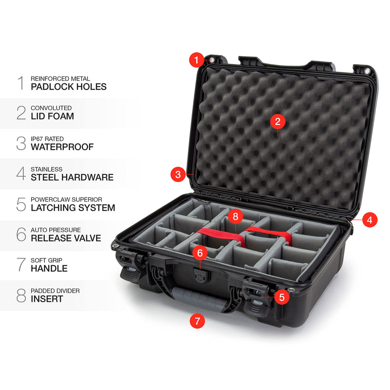 Waterproof NANUK 935 Hard Case with Carry-On Wheels and Padded Divider (Black)