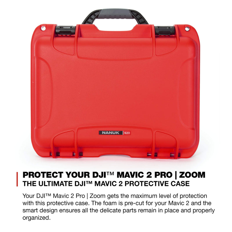 DJI Drone Nanuk Waterproof Hard Case with Custom Foam Insert for DJI Mavic 2 Pro/Zoom - Red