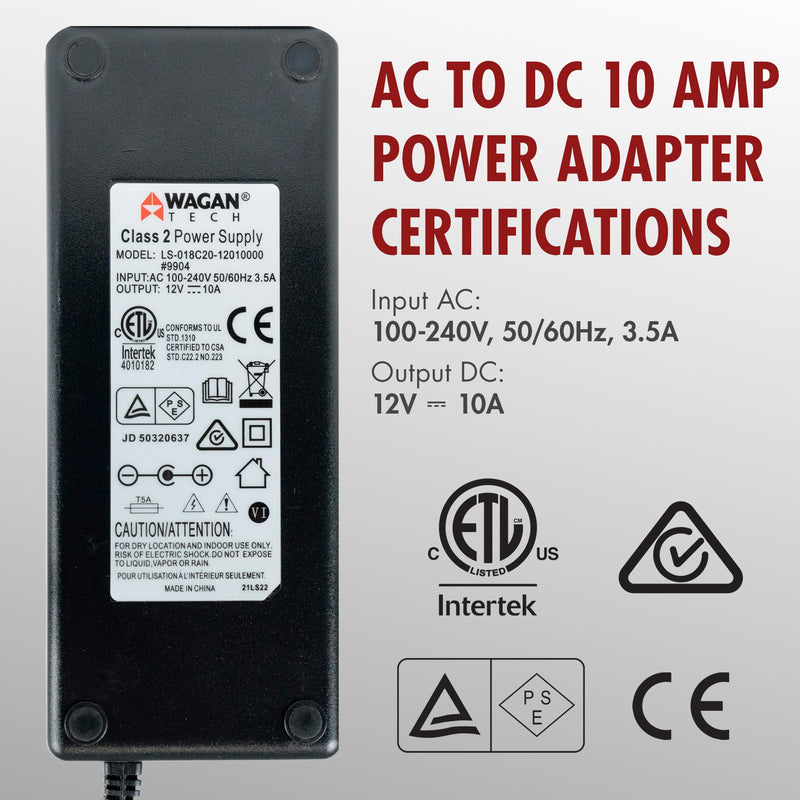 Wagan 10 Amp EL9904 110V 240V AC to DC Power Adapter 100-240V 10A to 12V Car Cigarette Lighter Socket AC/DC Power Converter