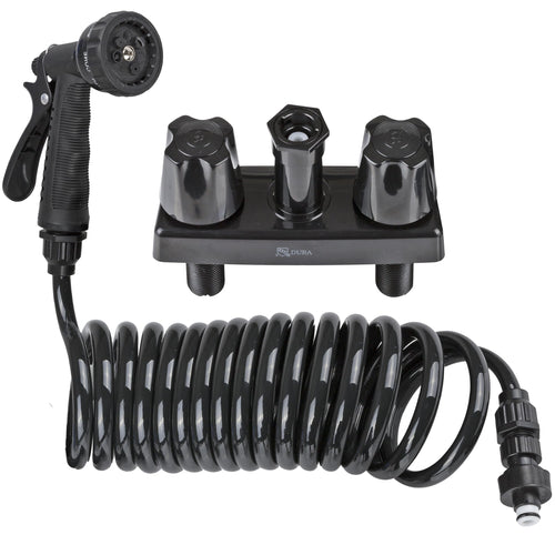 Dura Faucet RV Exterior Quick Connect Detachable Spray Faucet DF-SA186-BK 7-Option Nozzle (Black)