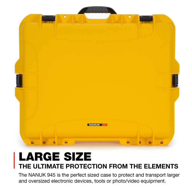 Waterproof Nanuk 945 Hard Case with Lid Organizer and Padded Divider - Yellow