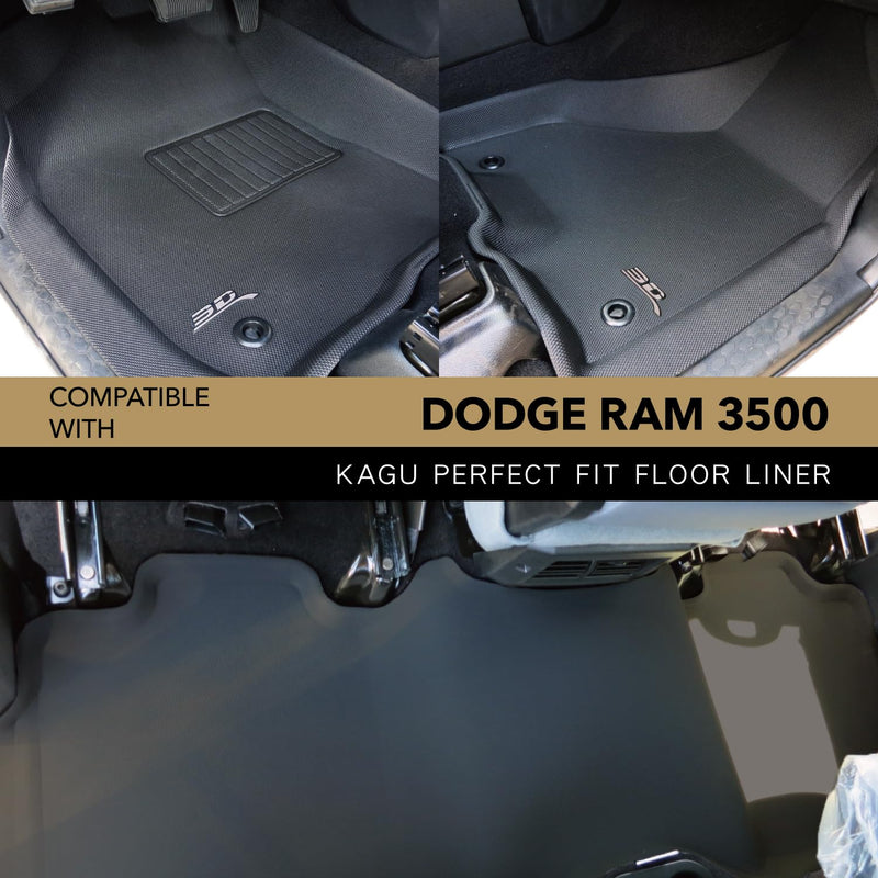 3D MAXpider Floor Mat Kagu (Black) Compatible with Dodge Ram 1500 Crew Cab/2500/3500 Crew/Mega Cab 2012-2018/1500 Classic Crew Cab 2019-2024 -Full Set