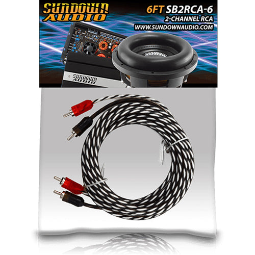Sundown Audio RCA Cable SB2-6 - 2 Channel 6FT Stereo Audio Interconnect, Twisted Pair, Solid Conductor, High-Fidelity Sound, Rugged PVC Jacket for Car & Home Theater