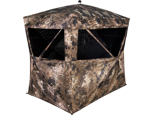 Muddy Whitetail Deer Hunting Buck Full Dual Zip Side Hinged Opening Concealment Camo Pattern Standing Height 67" Garage Ground Blind