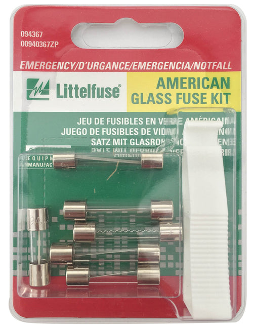 American Littelfuse Emergency Glass Fuse Kit with 1 Puller, (Pack of 6 Fuses)