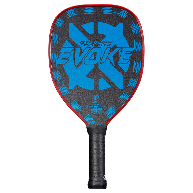 Graphite Onix Evoke Tear Drop Pickleball Paddle Features Tear Drop Shape, Polypropylene Core, and Graphite Face, Blue