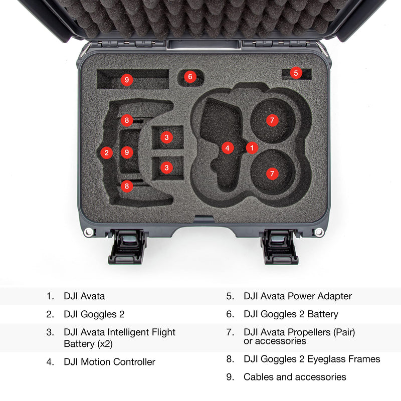 Waterproof Nanuk 915 Hard Case with Foam Insert for DJI Avata FPV Unit, Goggles and Controller - Graphite (915S-080GP-0A0-C0778)
