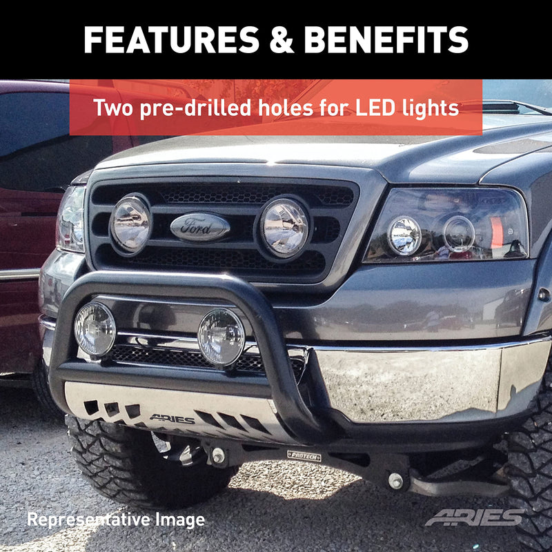 2-1/2-Inch Polished Stainless Steel Bull Bar ARIES, Select Jeep Grand Cherokee