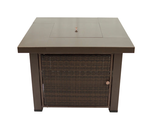 Rio Pleasant Hearth Wicker OFG419T Square Gas Fire Pit Table, 38", white