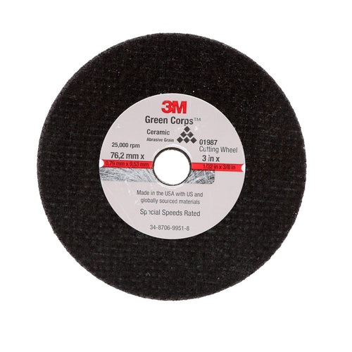 3M Cut-Off Wheel General Purpose, 01987, 3 in x 1/32 in x 3/8 in, 50 per case