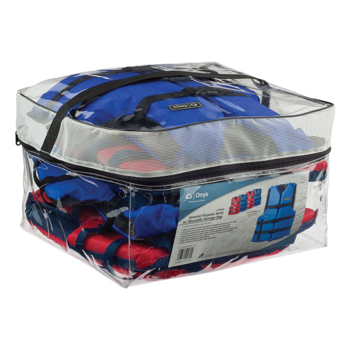 Onyx Life Vest General Purpose, Adult Universal (4-Pack),Red - Blue,30-52-Inch Chest, persons over 90-Pounds., universal