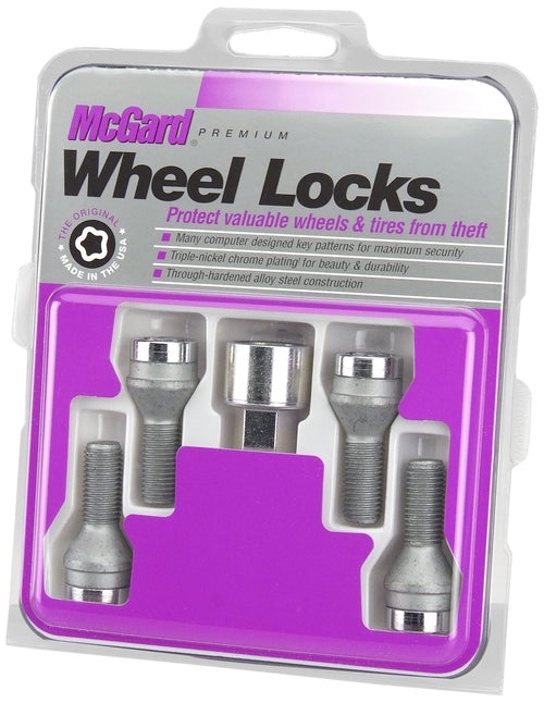 Chrome Bolt Style McGard Cone Seat Wheel Locks (M12 x 1.25) Set of 4 Locks / 1 Key (Pack of 1)