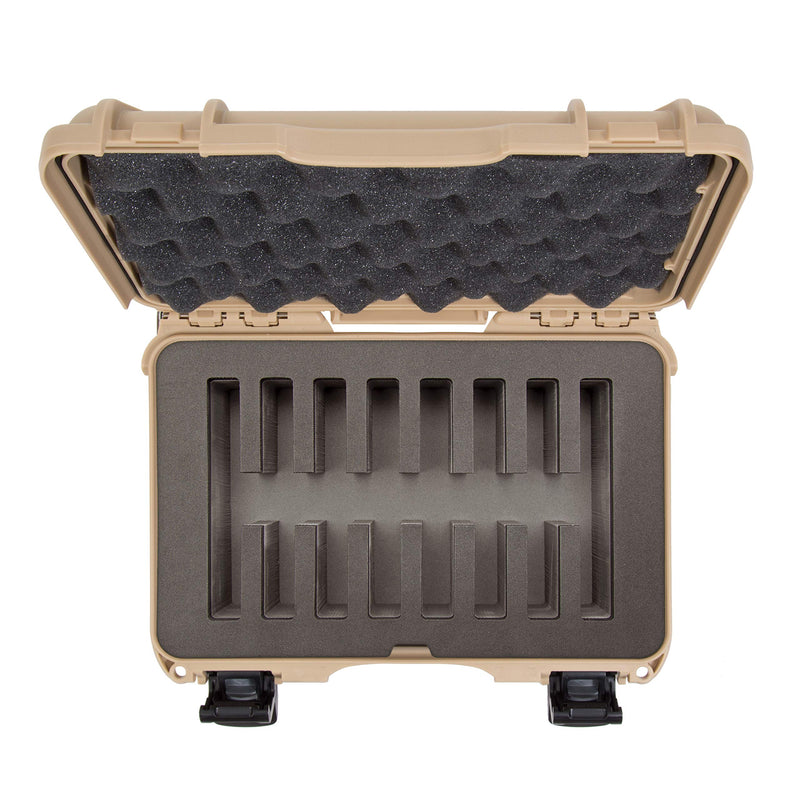 Waterproof Nanuk 909 Hard Case with Custom Foam Insert for 8 Pocket Knives - Tan