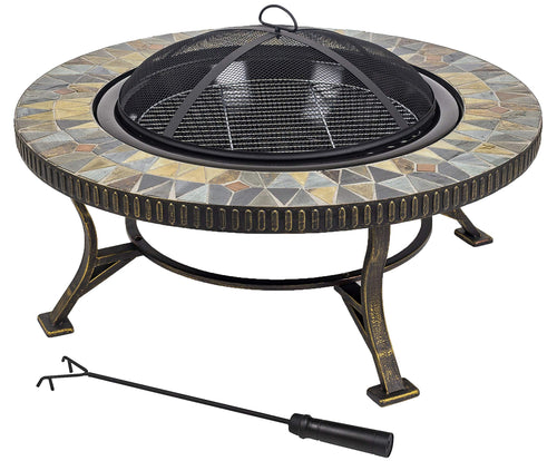 GHP Group Pleasant Hearth OFW088RC fire Pit, Rubbed Gold