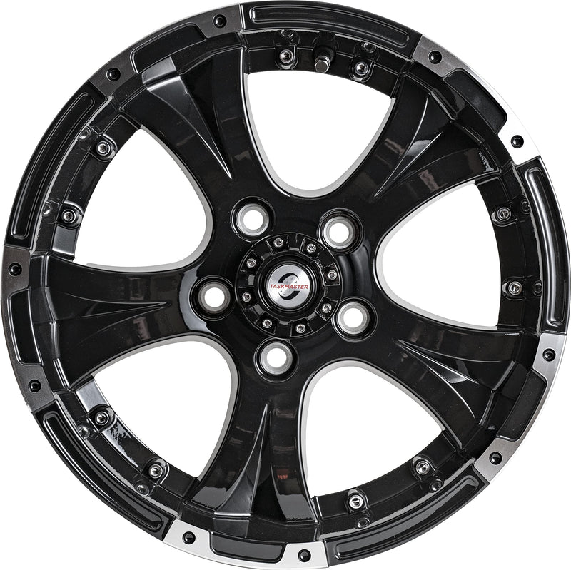 Viking Series 15x5 5x4.5 - Machined Lip and Face Gloss Black Aluminum Trailer Wheel with Black Cap *Trailer Use Only