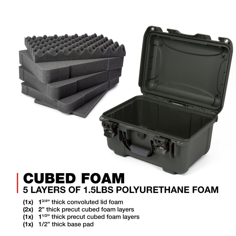 Medium Nanuk Waterproof Hard Case with Foam Insert 16.9" x 12.9" x 9.3" - Olive