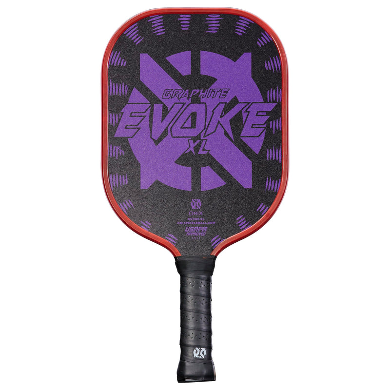 Evoke XL Onix Graphite Pickleball Paddle Features Polypropylene Core, Graphite Face, and Oversized Shape, Purple
