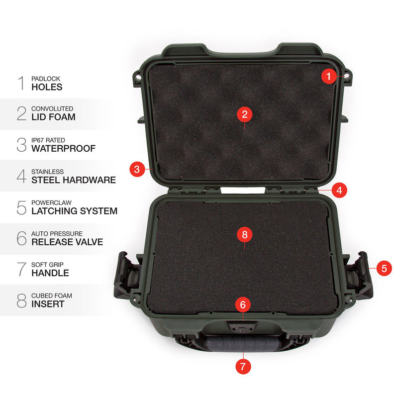 Olive Nanuk 904 Waterproof Hard Case with Foam Insert