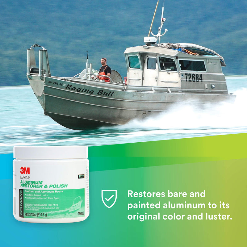 3M Aluminum Marine Restorer and Polish, 09020, 18 oz, for Marine Detailing, Remove Heavy Oxidation and Chalking, 1 Tube