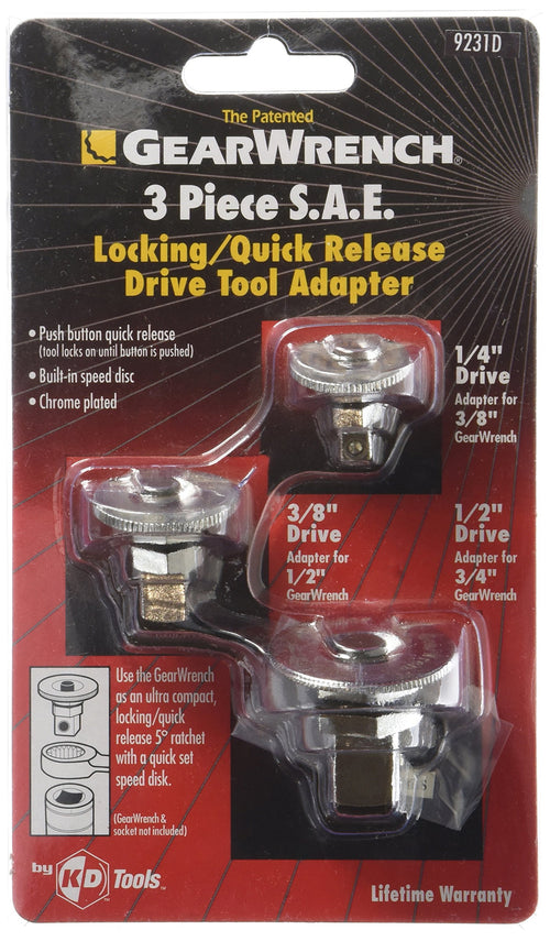 3 Pc. GEARWRENCH SAE Ratcheting Wrench to Square Drive Adapter Set - 9231D