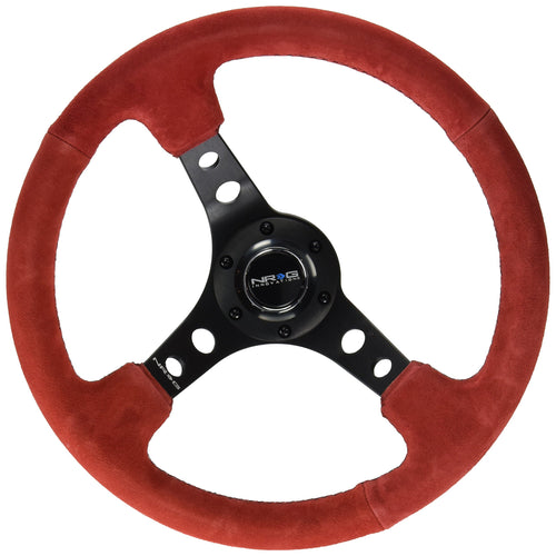 NRG Innovations NRG-RST-006S-RR Steering Wheel Reinforced - 350MM Sport Steering Wheel (3" Deep) Red Suede
