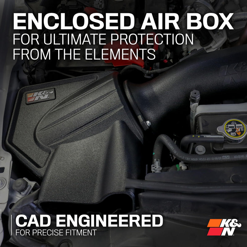 Cold Air Intake System K&N: High-Flow Air Filter, Increase Performance & Towing: Compatible with 2021-2024 FORD: F150, 63-2616