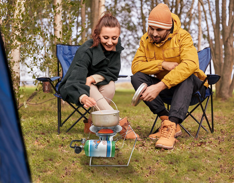 Flame King Multi-Use FK-AD010CGA Portable Propane Heater/Cooker 15,000 BTU for Camping, Ice Fishing, and Backpacking Trips, Silver