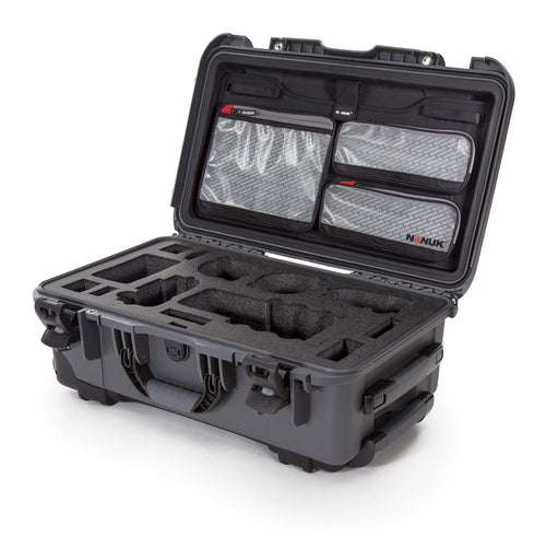 Waterproof Nanuk 935 Carry-On Hard Case with Lid Organizer for Sony a7R Size Camera w/Wheels - Graphite