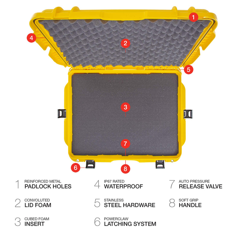 Waterproof Nanuk 955 Hard Case with Wheels and Foam Insert - Yellow, 955-1004