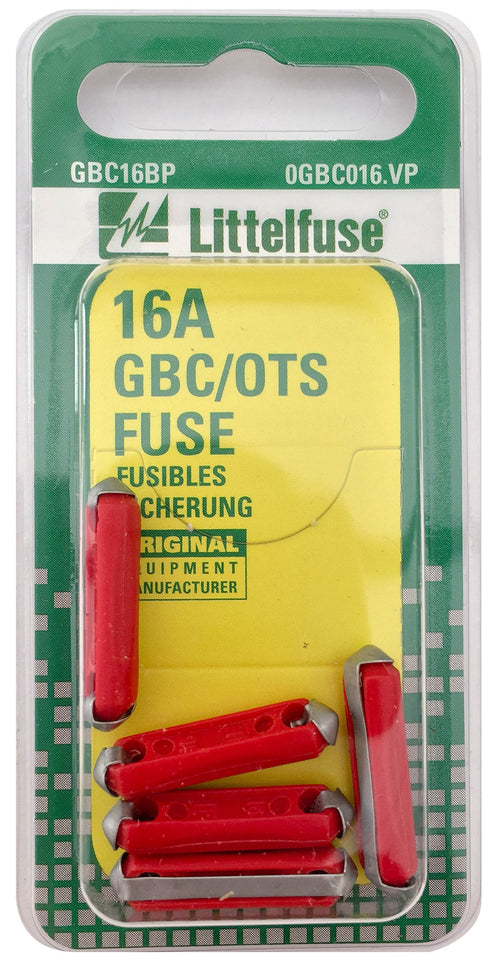 GBC Littelfuse 0GBC016.VP Ceramic 32 Volt 16 Amp Carded Fuse, (Pack of 5)