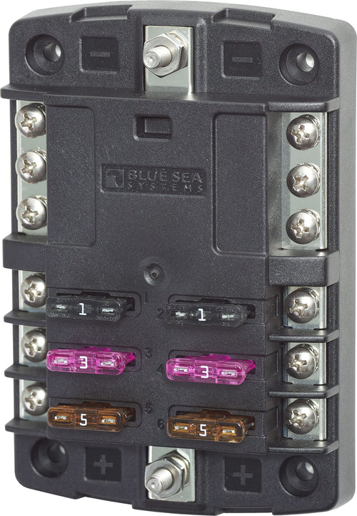 ST Blade Fuse Block Blue Sea Systems 5030 6 Circuit with Ground, 100 Amps