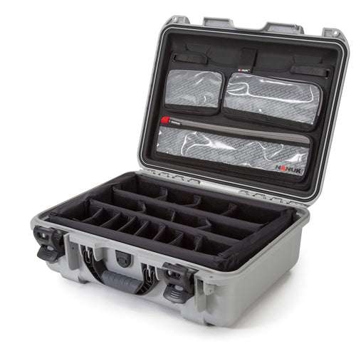 Waterproof Nanuk 930 Hard Case with Lid Organizer and Padded Divider - Silver
