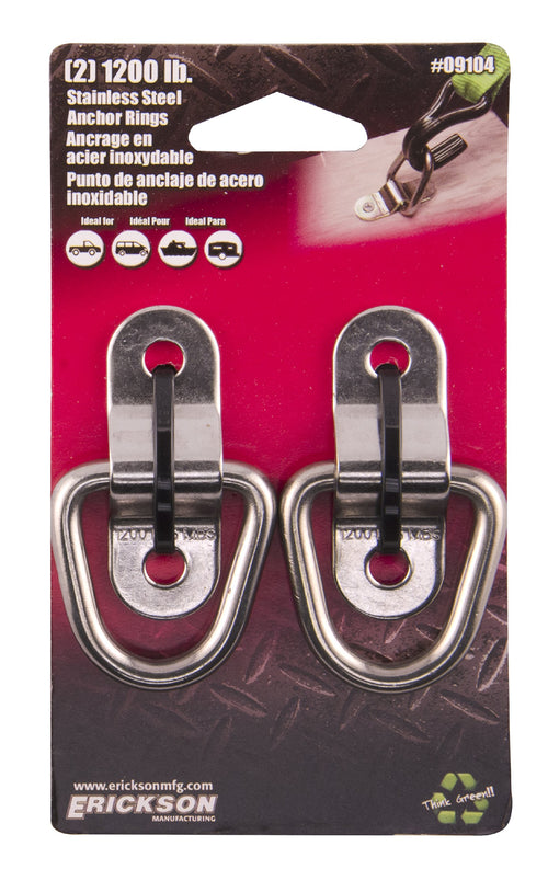 Stainless Steel Erickson 09104 Anchor - 1200 lb. Load Capacity, (Pack of 2)