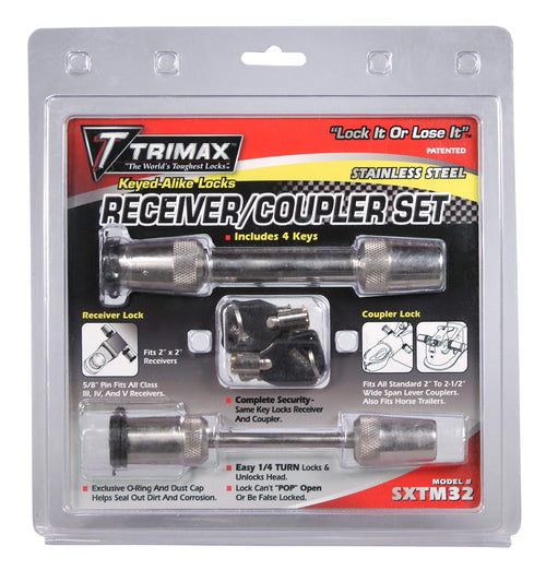 5/8" Receiver Lock & Trimax (SXTC2) 2.5" Span Coupler (SXT3) 100% Stainless Steel