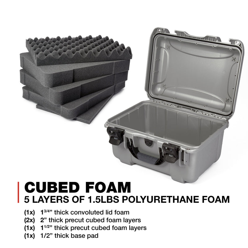 Medium Nanuk 918 Waterproof Hard Case with Foam Insert 16.9" x 12.9" x 9.3" - Silver