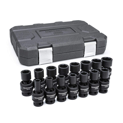 1/2-Inch GEARWRENCH 6 Point Metric Universal Impact Socket Set (15 Piece) - 84939N