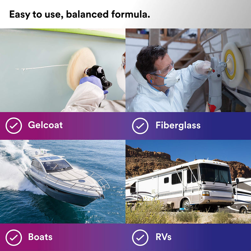 3M Perfect-It Medium Cutting Compound Gelcoat + Wax, 36107, 1 Gallon, One-Step Process, P1500 and Finer Scratches, Fiberglass Oxidation Remover for Boats and RVs