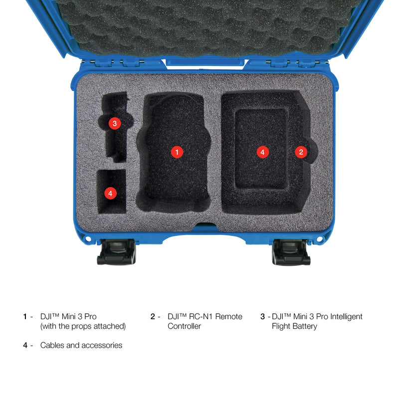 Waterproof Hard Case Nanuk 909 with Custom Insert for DJI Mini 3 and RC-N1 Remote - Blue (909S-080BL-0A0-C0598)
