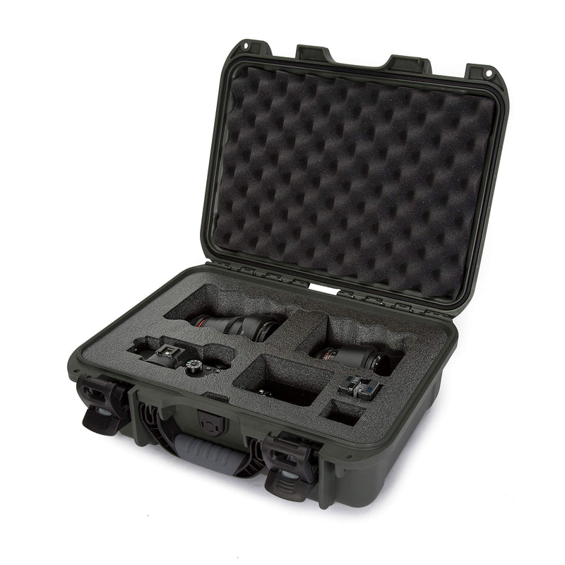 Waterproof Nanuk 920 Hard Case with Custom Foam Insert for Sony A7R Size Camera - Olive