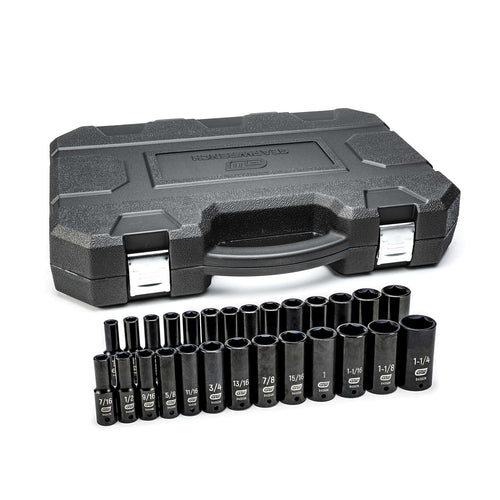 27 Pc. GEARWRENCH 1/2" Drive 6 Pt. Impact Socket Set, Deep, SAE/Metric - 84949N