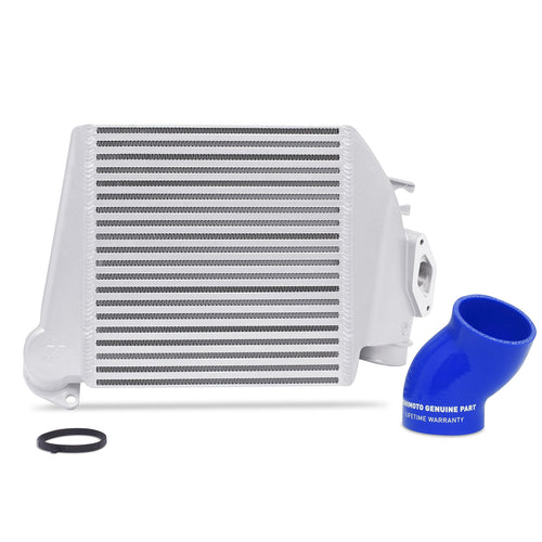 Mishimoto Top-Mount Intercooler Kit MMTMIC-WRX-08SLBL Compatible With Subaru WRX 2008-2014 Silver Cooler, Blue Hose